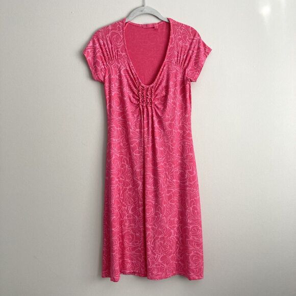 Fresh Produce Womens Pink Floral Print Dress SIze XS Scoop Neck Short Sleeve - Picture 1 of 9